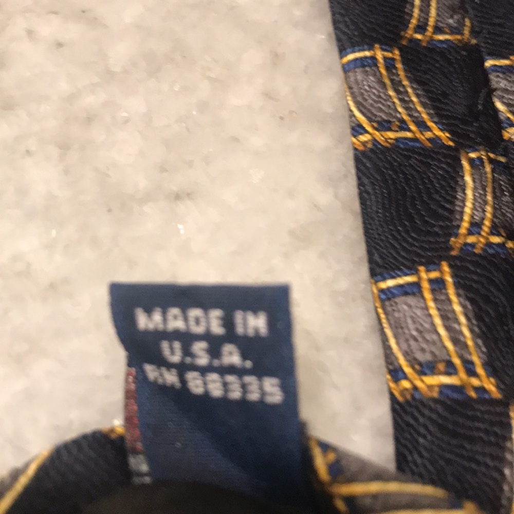 Mulberry Navy Blue Silk Tie Mens Necktie Made in USA Gold Accents Classic Formal - Picture 6 of 7